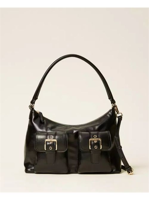 SHOULDER BAG WITH POCKETS AND BUCKLES TWIN SET | 252TD803000006 NERO